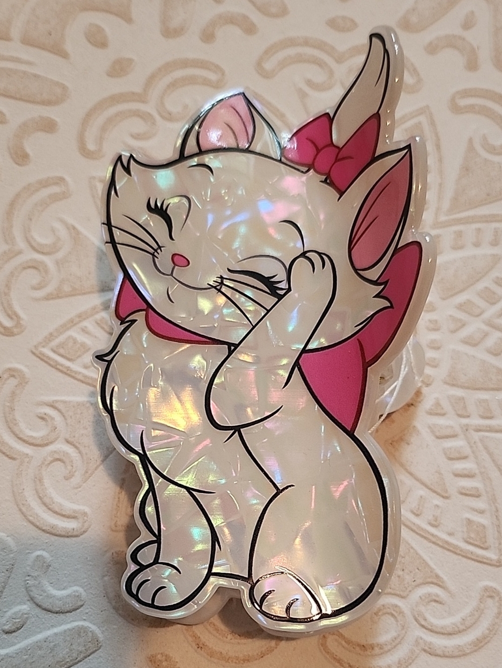 Disney Aristocat Marie White Pink Acrylic Lightweight Claw Clip